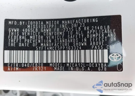 2023 Toyota Corolla Xse z USA, uszkodzony, nr VIN 5YFT4MCE5PP163324